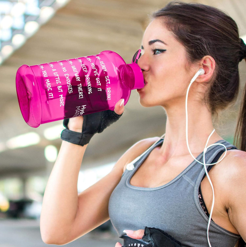 Half-Gallon Motivational Water Bottle with Time Markers