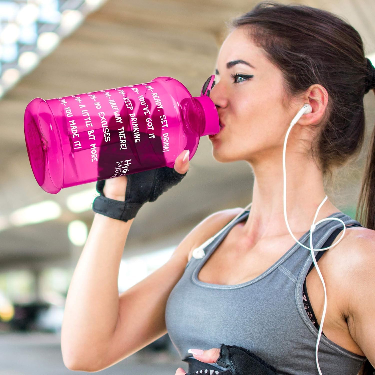 Half-Gallon Motivational Water Bottle with Time Markers