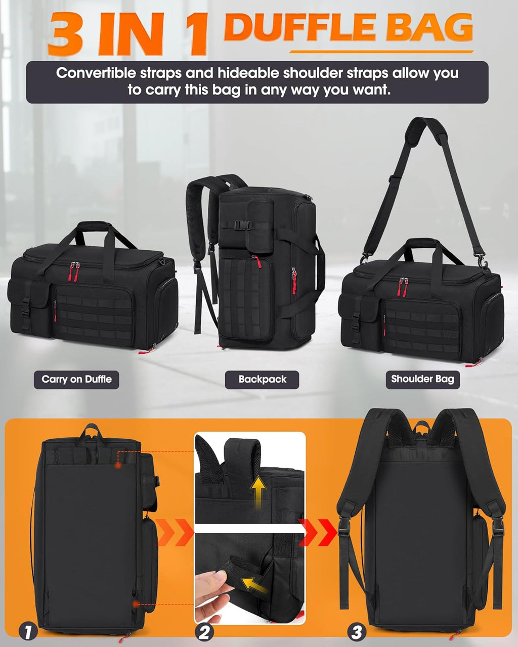 45L Gym Duffel Bag with Shoe & Laptop Compartment