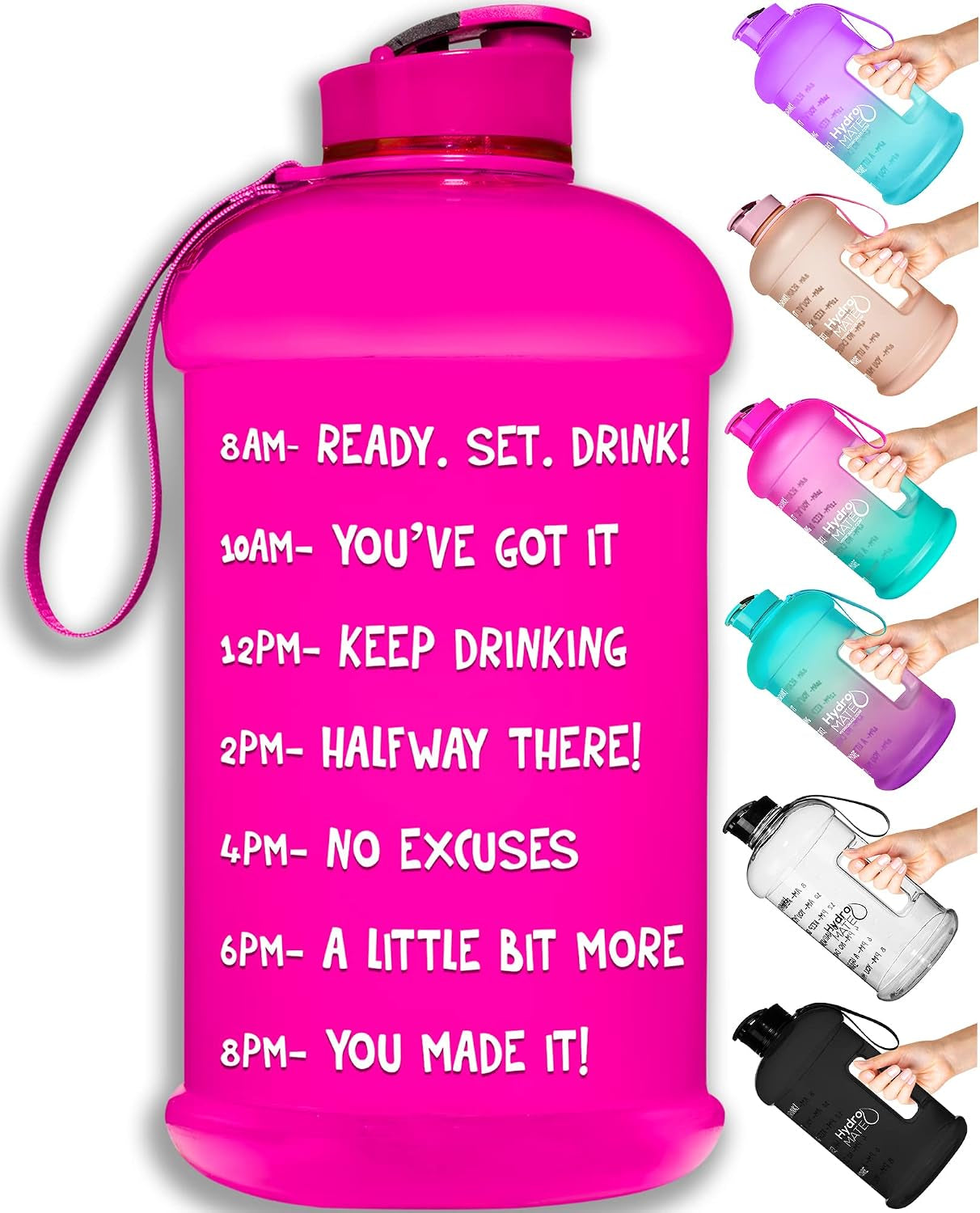 Half-Gallon Motivational Water Bottle with Time Markers