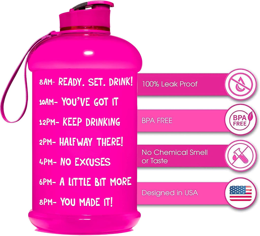 Half-Gallon Motivational Water Bottle with Time Markers