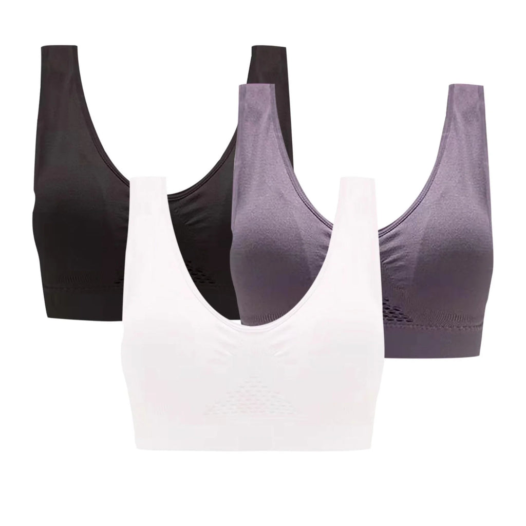 3-Pack Seamless Sports Bra, Wirefree with Removable Pads