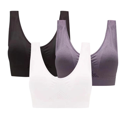 3-Pack Seamless Sports Bra, Wirefree with Removable Pads
