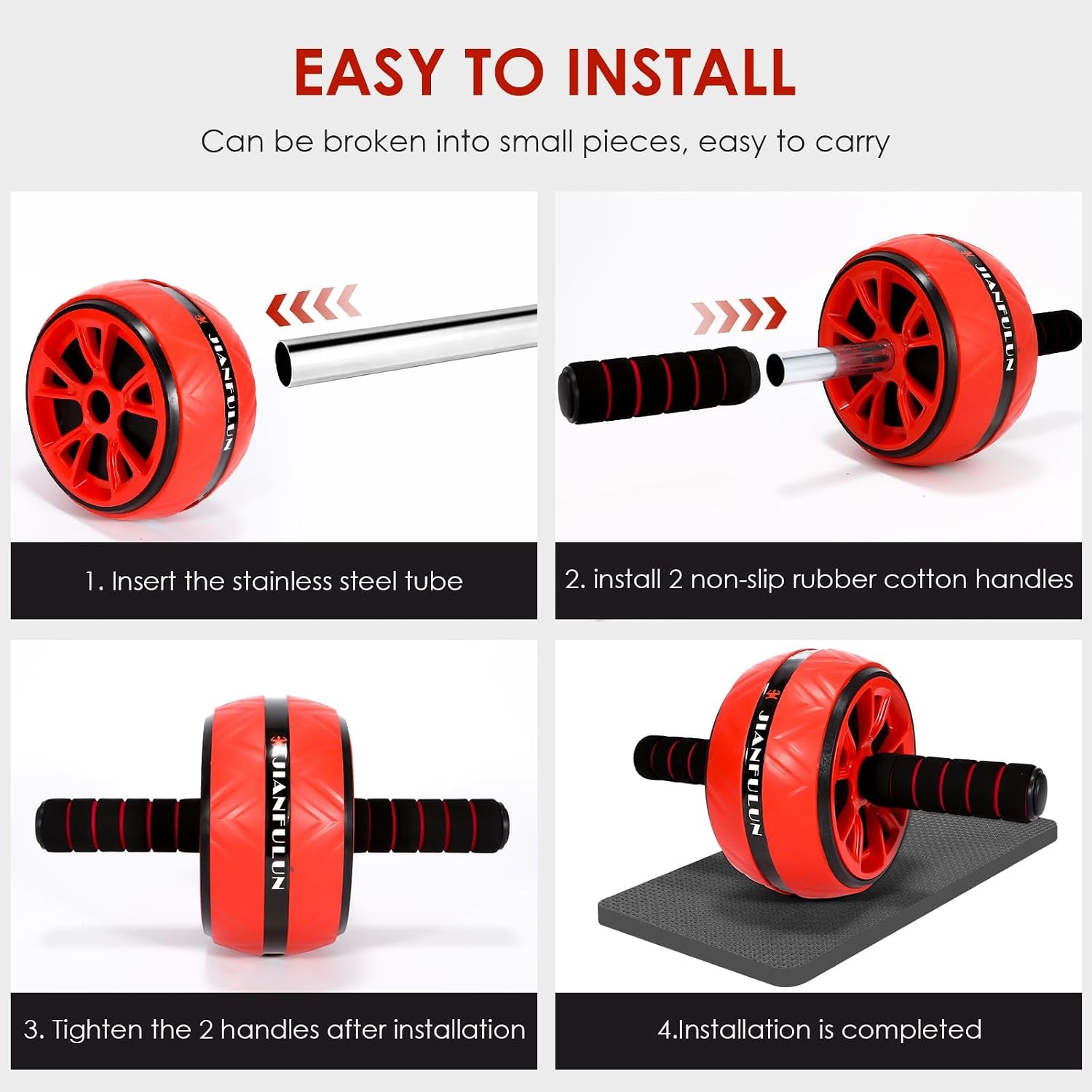 Ab Roller Wheel with Knee Pad & Grip Trainers