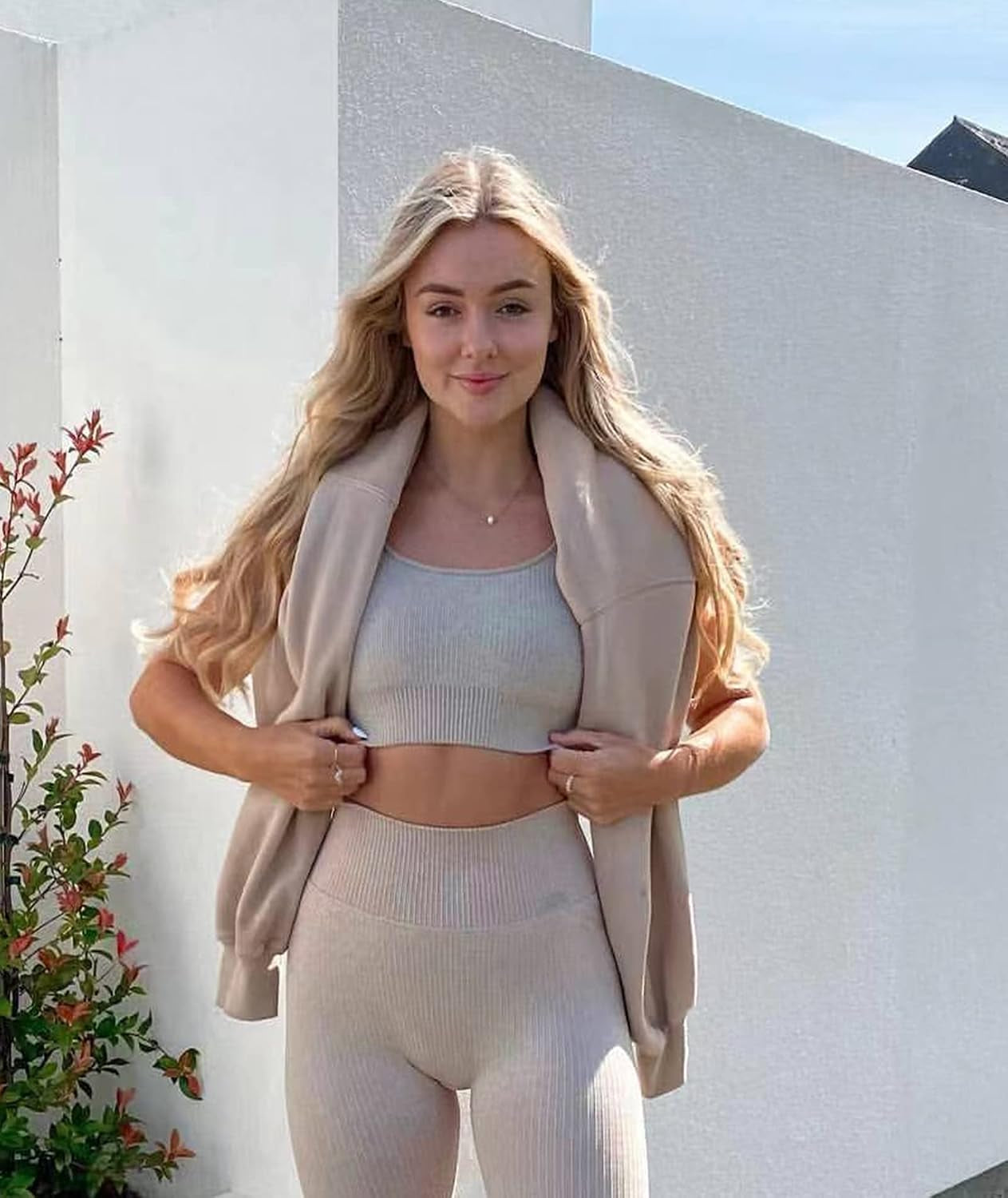 Seamless 2-Piece Workout Set - Leggings, Sports Bra & Tank