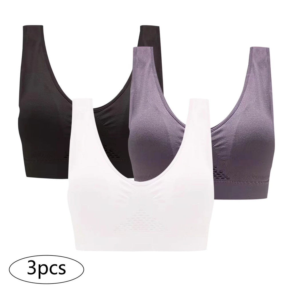 3-Pack Seamless Sports Bra, Wirefree with Removable Pads