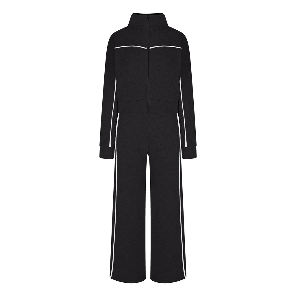 Cotton Tracksuits Womens 2-Piece Full-Zip Sweatshirt & Wide-Leg Jogger Set