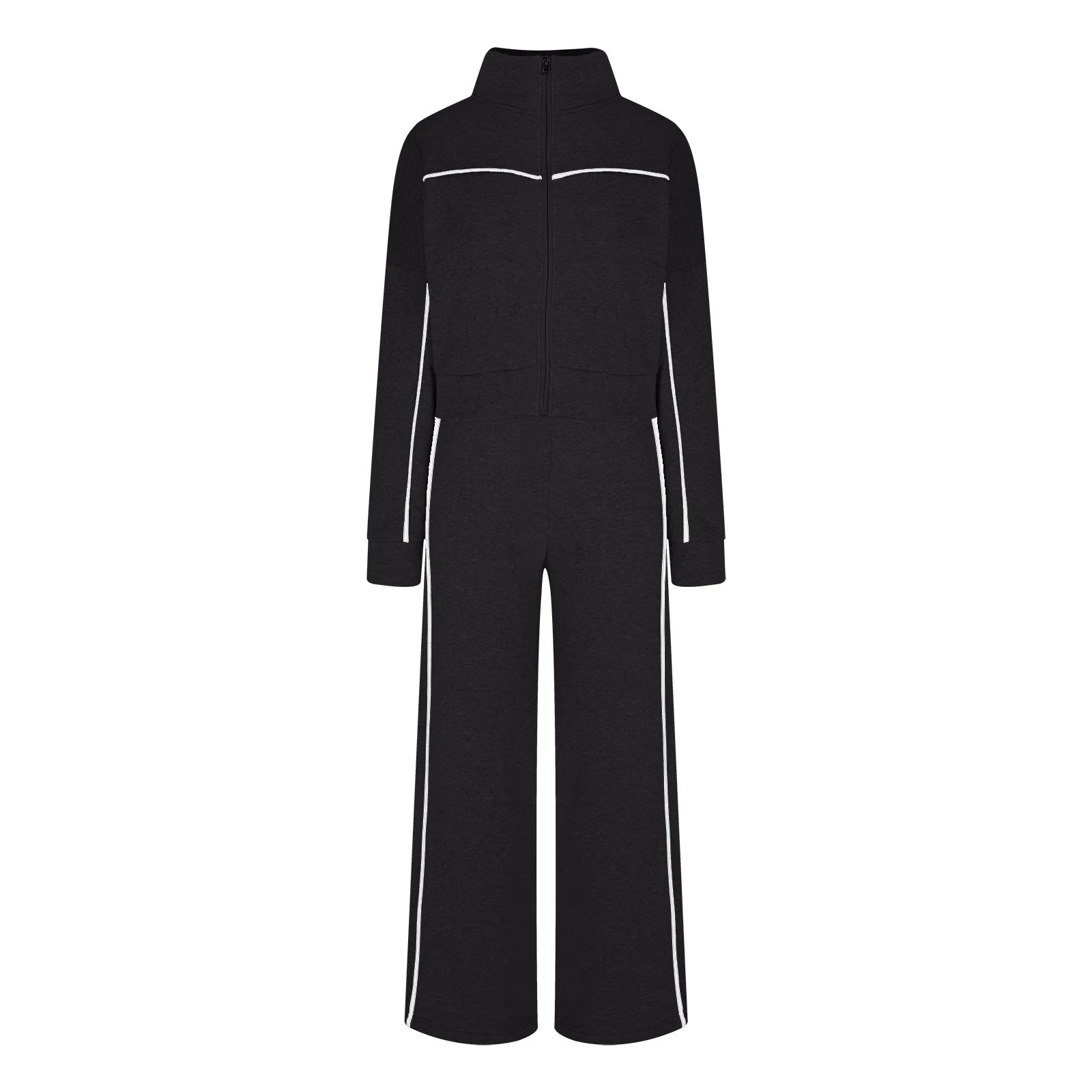 Cotton Tracksuits Womens 2-Piece Full-Zip Sweatshirt & Wide-Leg Jogger Set