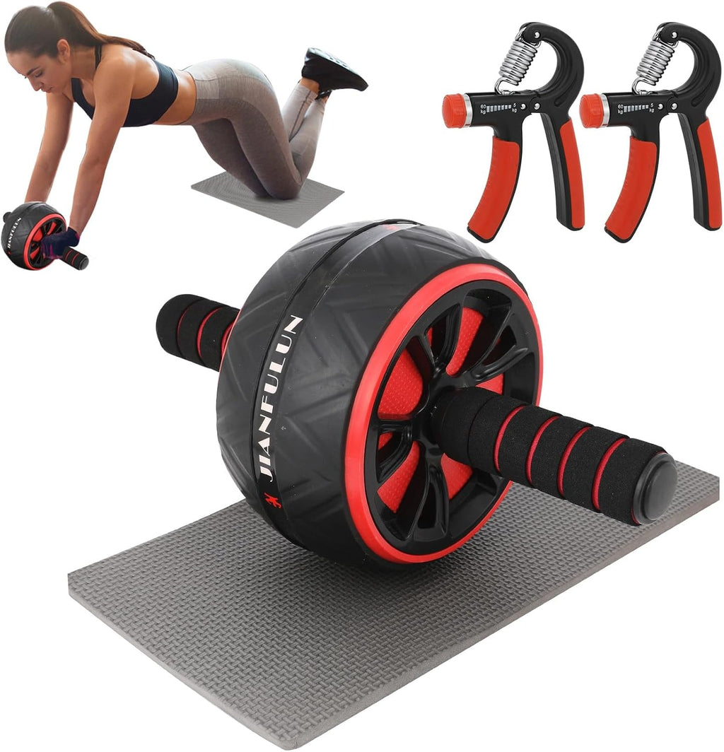 Ab Roller Wheel with Knee Pad & Grip Trainers
