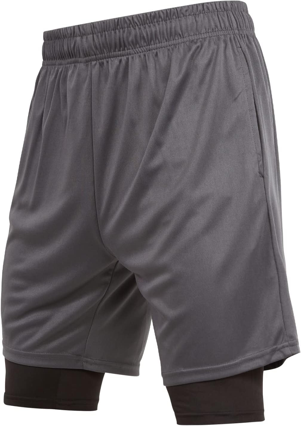 3 Pack Men Workout Shorts 2 in 1 Compression Liner Short