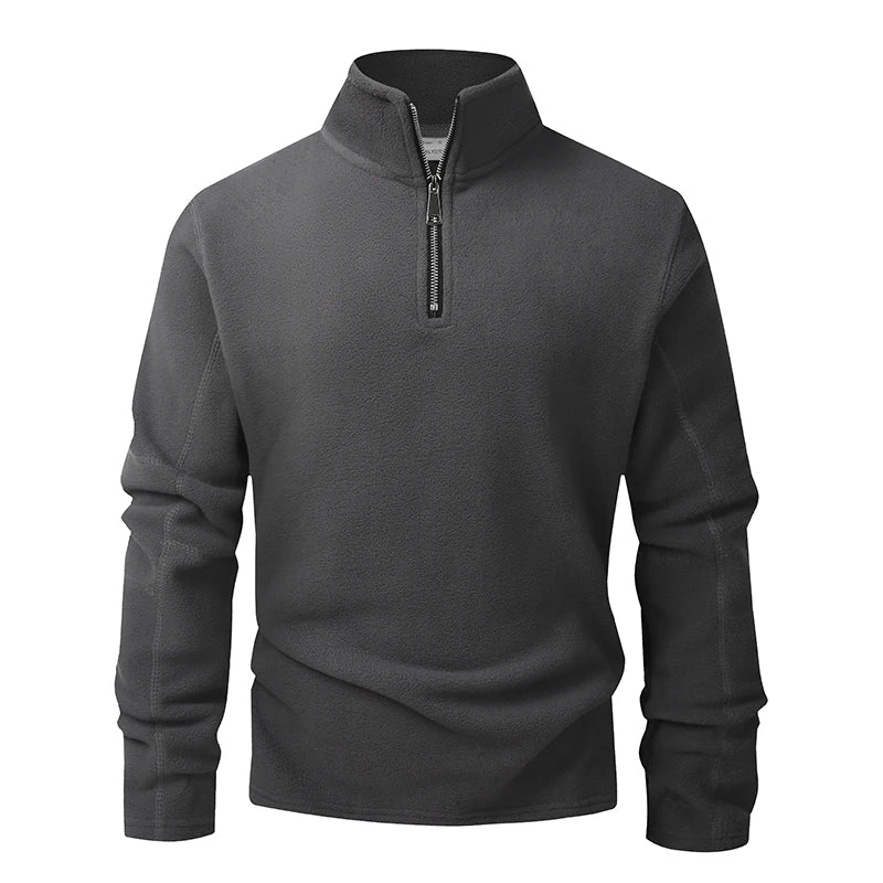 Men's Thick Warm Fleece Pullover Hoodie, Zip Neck
