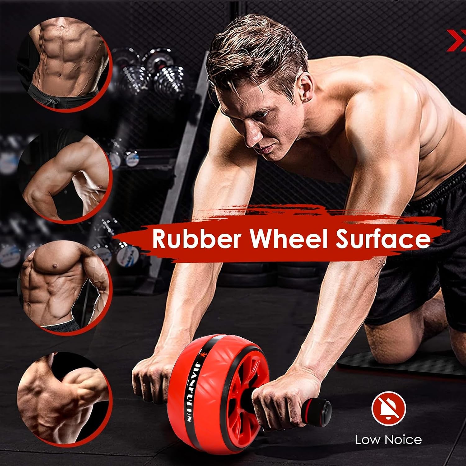 Ab Roller Wheel with Knee Pad & Grip Trainers