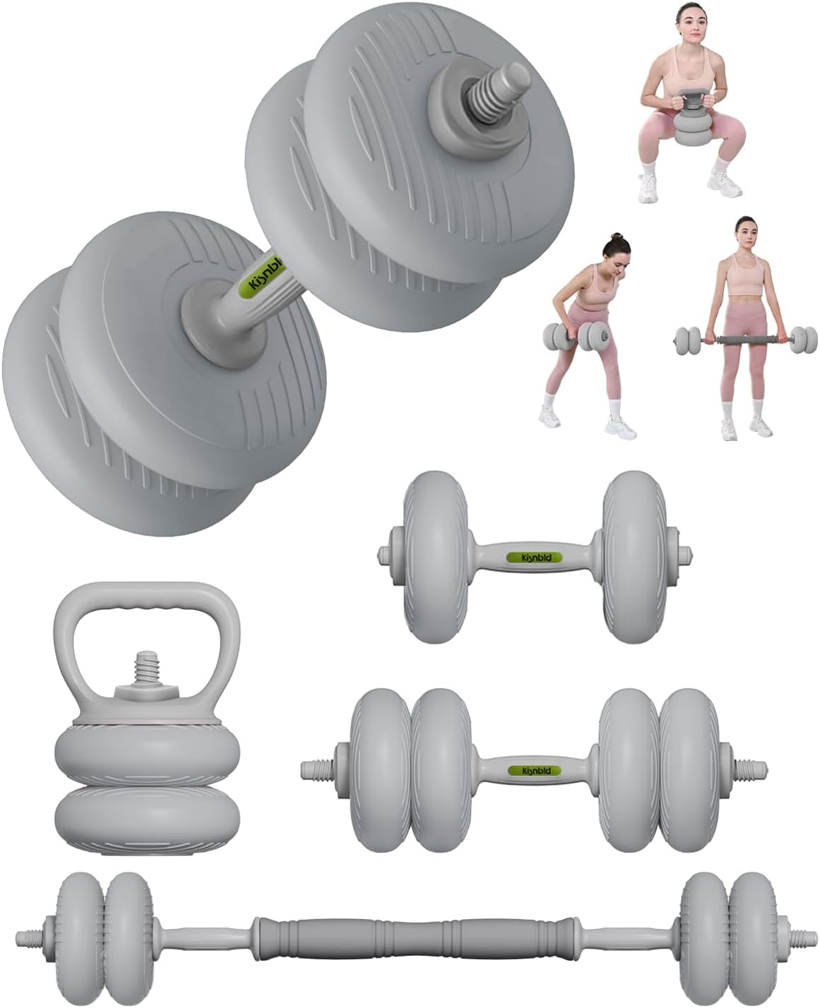 4-In-1 Adjustable Dumbbell, Barbell & Kettlebell Set